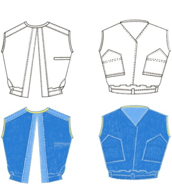 Dessin du modèle par la styliste Eduwalda P. Illustration croquis Boléro nouveau départ